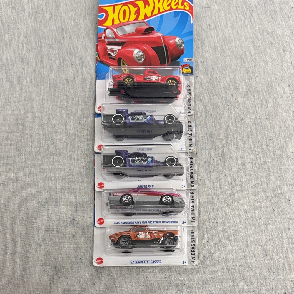 Hot Wheels 5-Car Pack - Red, Purple, Silver, Brown Assorted Toy Cars